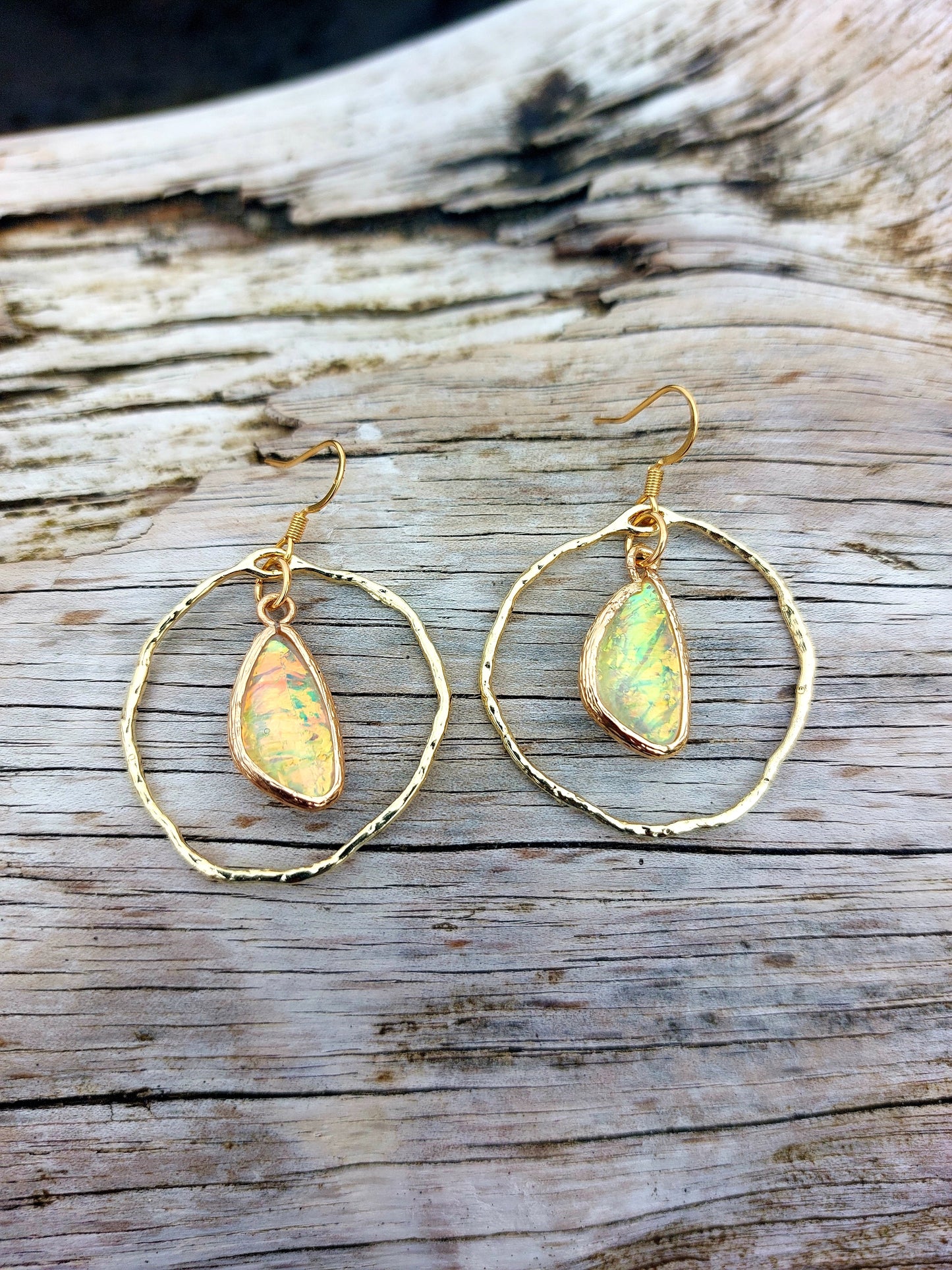 Beach Daze - Waterdrop Opal Hoops