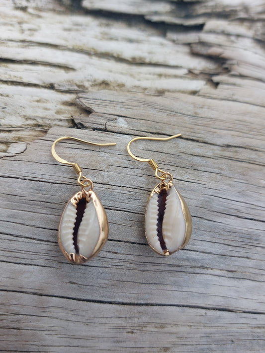 Beach Daze - Gold Tipped Cowrie Earrings