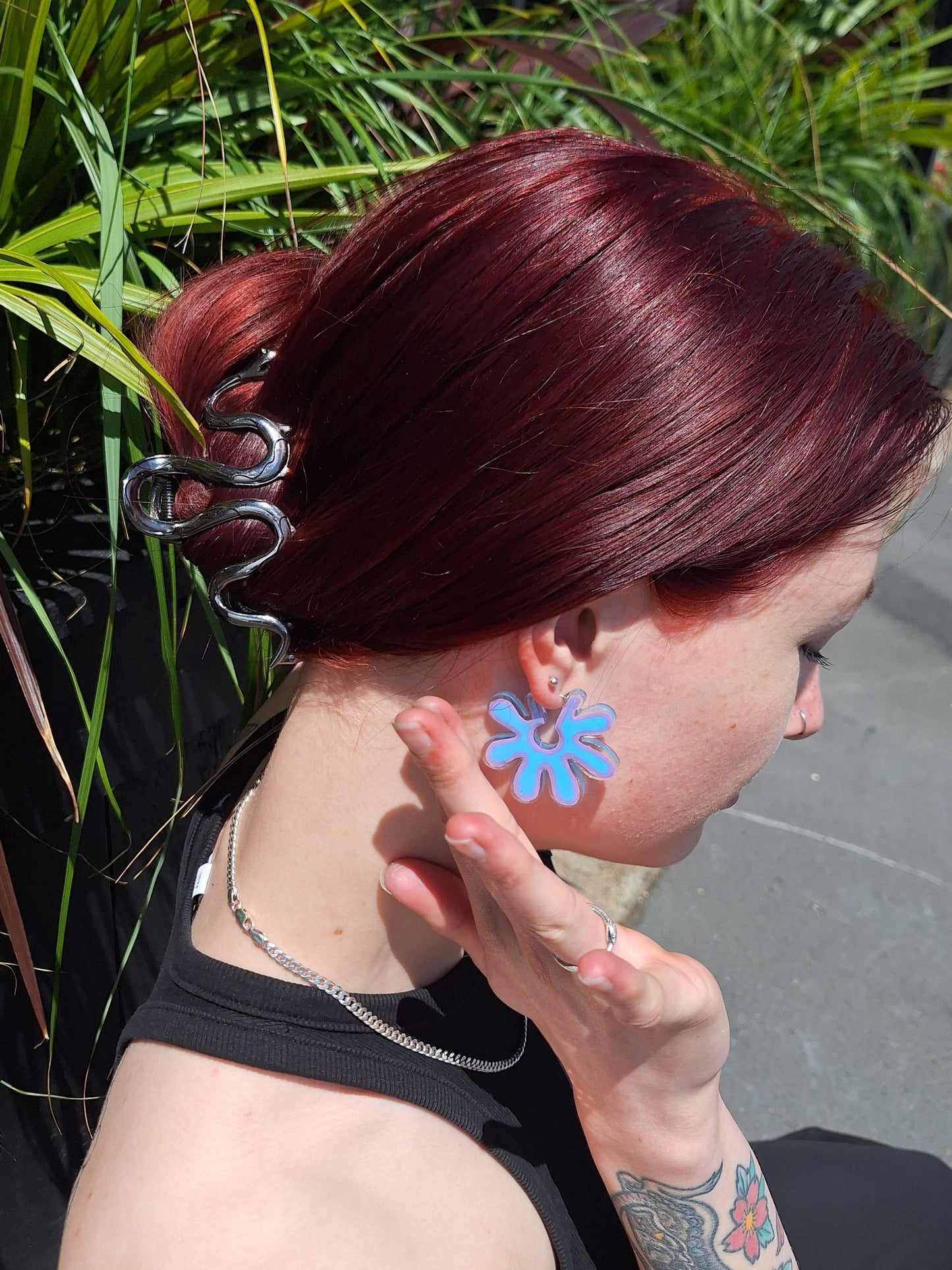 Blue Splat Hoops